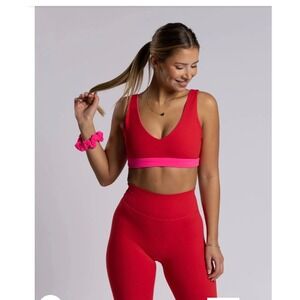 P'TULA PURELUXE Reversible Comfort Bra in Pink Flirt/Red Hot Size Small